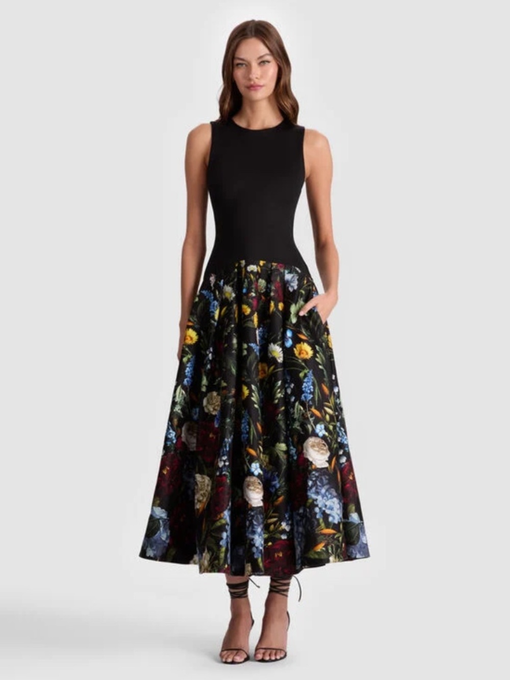 Alice + Olivia BADLEY DROP WAIST MIDI DRESS
